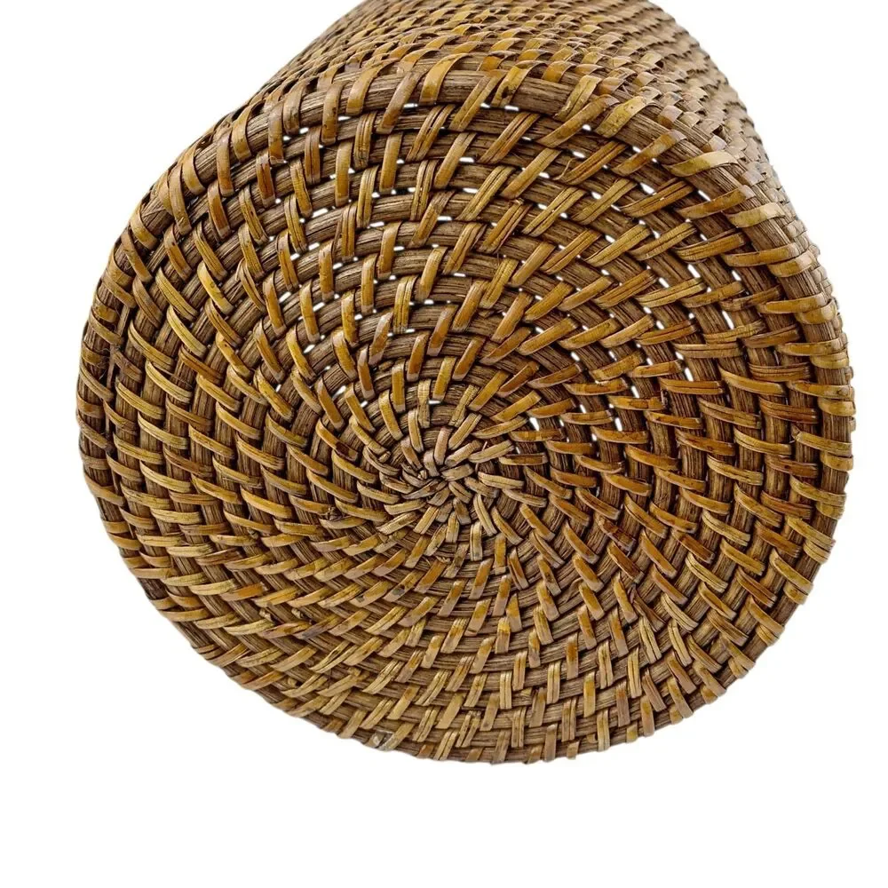 Crate & Barrel Sedona Honey Tapered Waste Basket Trash Can Plant Basket